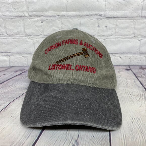 Vintage Hat Cap Strap Back Gray Carson Farms & Auctions LISTOWEL Ontario Canada - Picture 5 of 9